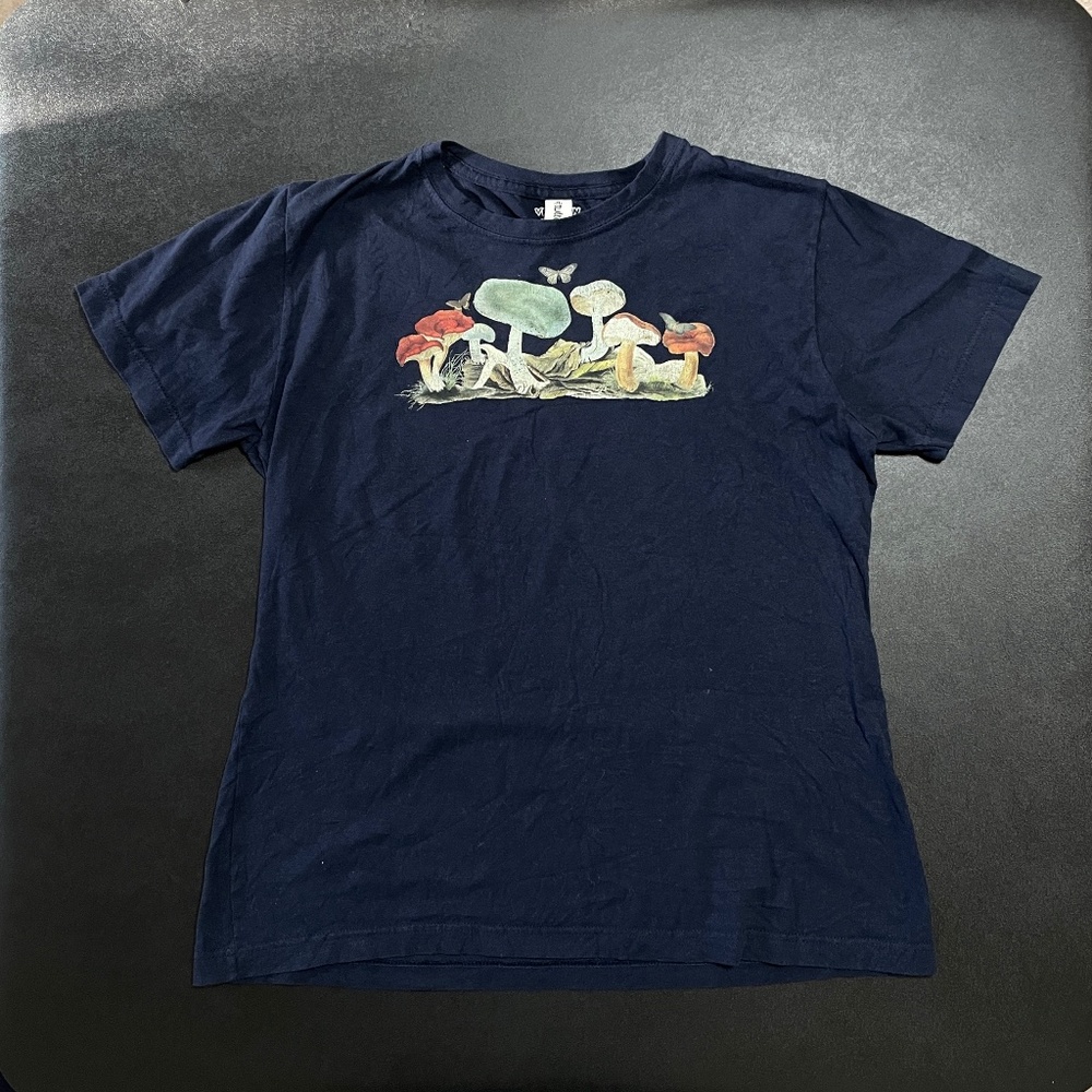 Women's Mushroom & Butterflies Tee Large Blue